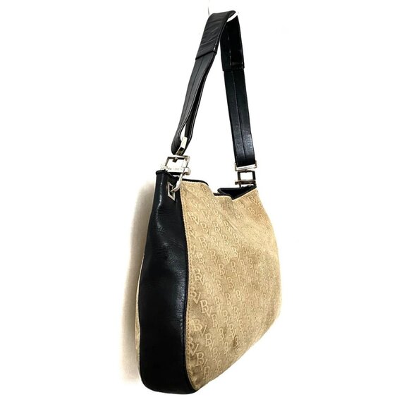 Auth BOTTEGA VENETA - Beige Black Suede Leather Shoulder Bag - Picture 4 of 10